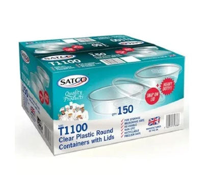 150 pcs Satco Micro Round Plastic Cont & Lids 1100