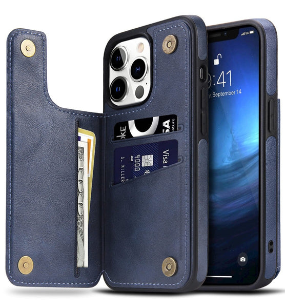 iPhone 14 Back Leather Case With Stand