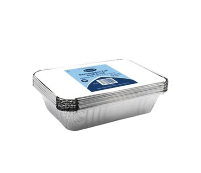 1lit x 50 Essential 1ltr Foil Dish & Lids(21.5x15x4.5cm)