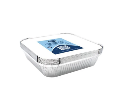 2lit x 50 Essential 2ltr Foil Dish & Lids(24.5x24.5x4.5cm)