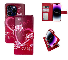 iPhone 14 Pro Max Wallet Printed Design Case PU LEATHER