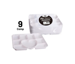 50x1 Dina 9 Compartment Plastic Plates Deluxe