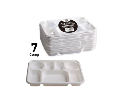 50x1 Dina Deluxe 7 Compartment Plastic Plates