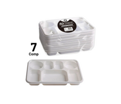 50x1 Dina Deluxe 7 Compartment Plastic Plates