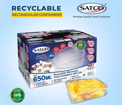 650ml x 250 Satco Clear Plastic Food Containers With Lids Microwave .