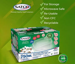 750ml x 250 SATCO CLEAR PLASTIC FOOD CONTAINER WITH LIDS MICROWAVE /FREEZER SAFE