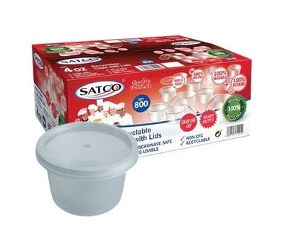 800 X 4oz satco Round Plastic Cups With Lids For Restaurant Catering Takeaway