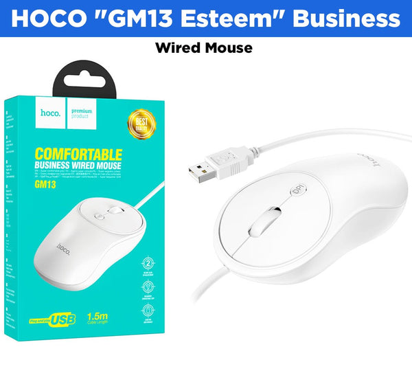 HOCO "GM13 Esteem" Business Wired Mouse - White
