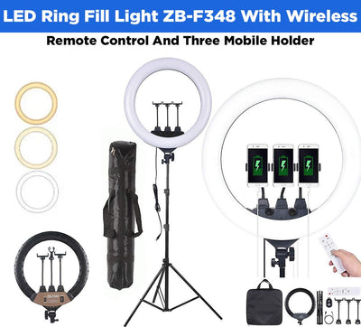LED Ring Fill Light ZB-F348 With Wireless Remote Control And Three Mobile Holder