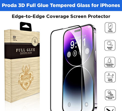 Proda 3D Full Glue Tempered Glass Screen Protector For iPhone 13 Series 13 Mini, 13, 13 Pro, 13 Pro Max