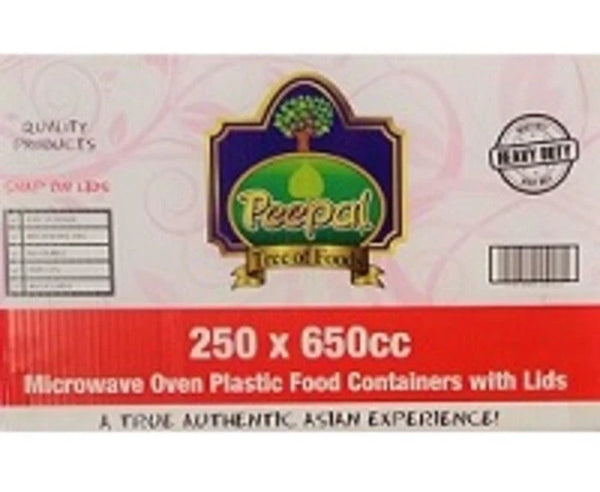 250 X 650ML Peepal Microwave Containers & Lids