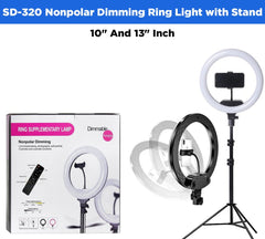 SD-320 10" And 13" Inch Nonpolar Dimming Ring Light with Stand