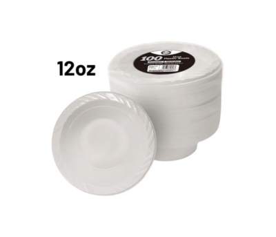100 PCS Dina 12oz Plastic Bowls
