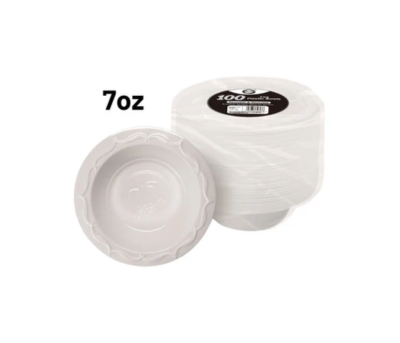 100 PCS Dina 7oz Plastic Bowls