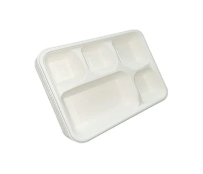 100x1 Bio Ware 5 Compartment Plates White