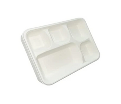 100x1 Bio Ware 5 Compartment Plates White