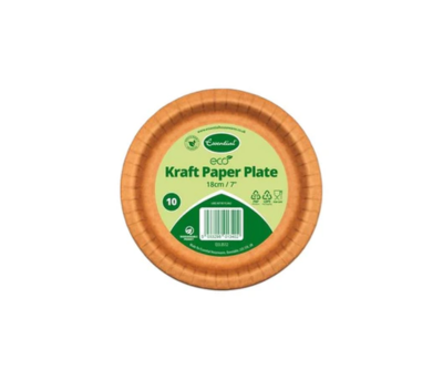 100x1 Essential 18cm Kraft Paper Plates