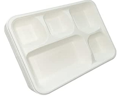 100x1 Bio Ware 5 Compartment Plates White