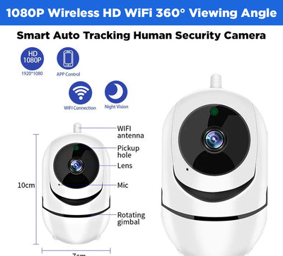 1080P Wireless HD WiFi 360° Viewing Angle Smart Auto Tracking Human Security Camera