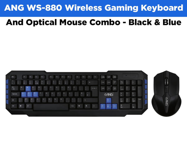 ANG WS-880 Wireless Gaming Keyboard And Optical Mouse Combo - Black & Blue