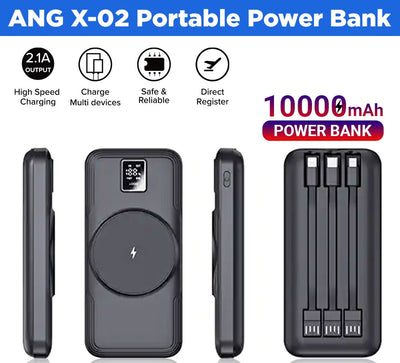 ANG X-02 Portable 10000mAh High Speed Wireless Charging Power Bank