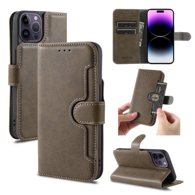 iPhone 15 Pro Max Wallet Double Stiches PU Leather Case