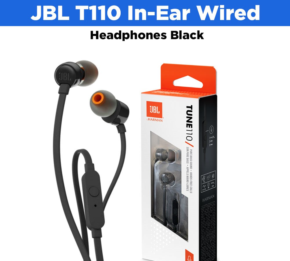 JBL T110 In-Ear Wired Headphones Black – Mega Bazaar London Limited