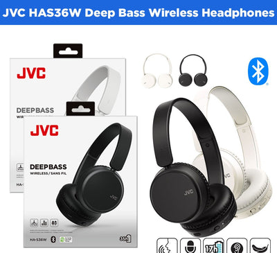 JVC HAS36W Deep Bass Wireless Headphones