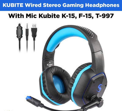 KUBITE Wired Stereo Gaming Headphones With Mic Kubite K-15, F-15, T-997