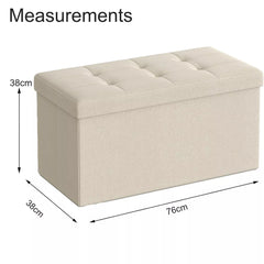 OTTOMAN STORAGE BOX FOLDING STORAGE OTTOMAN POUFFE BENCH SEAT TOY BOX 76cm