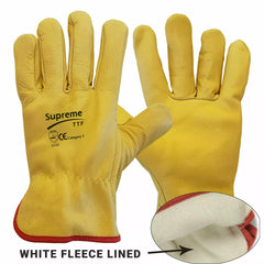 Leather Gloves Driver Work Gloves Fleece Lined Lorry Truck Driving Gloves