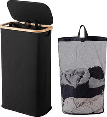 60L Slim Laundry Hamper with Lid, Narrow Foldable Laundry Basket with Removable