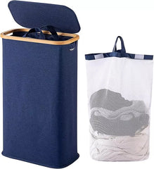 60L Slim Laundry Hamper with Lid, Narrow Foldable Laundry Basket with Removable