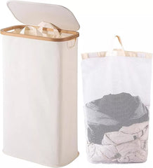 60L Slim Laundry Hamper with Lid, Narrow Foldable Laundry Basket with Removable