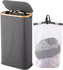 60L Slim Laundry Hamper with Lid, Narrow Foldable Laundry Basket with Removable