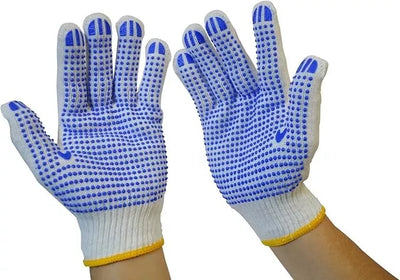 PVC Dotted Work Gloves White Polka Dotted Gloves Grip gloves cotton Grip gloves