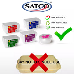 Satco Microwave Oven Plastic Food Containers with Lids 500ml 250*1 in BOX