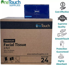 Extra Large Facial Tissue 2 Ply Sheets 100 White Ideal for soft skin Napkins