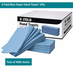 4000 Blue Paper Hand Towels V fold tissues InterFold Premium Quality Single Ply