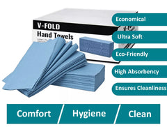 4000 Blue Paper Hand Towels V fold tissues InterFold Premium Quality Single Ply