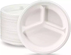 Bagasse Plates White Food Disposable Party Paper Biodegradable 100% Compostable