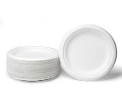 Bagasse Plates White Food Disposable Party Paper Biodegradable 100% Compostable