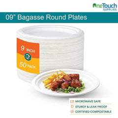 Bagasse Plates White Food Disposable Party Paper Biodegradable 100% Compostable